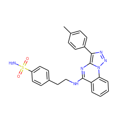 Cc1ccc(-c2nnn3c2nc(NCCc2ccc(S(N)(=O)=O)cc2)c2ccccc23)cc1 ZINC000002694358