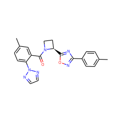 Cc1ccc(-c2noc([C@@H]3CCN3C(=O)c3cc(C)ccc3-n3nccn3)n2)cc1 ZINC000218046157