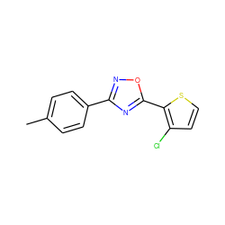 Cc1ccc(-c2noc(-c3sccc3Cl)n2)cc1 ZINC000013671410