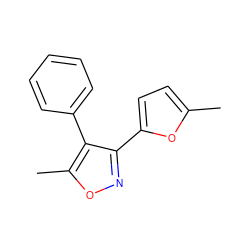 Cc1ccc(-c2noc(C)c2-c2ccccc2)o1 ZINC000096909031