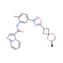 Cc1ccc(-c2noc(C3CC4(C3)OC[C@@H](C)O4)n2)cc1NC(=O)c1cnc2ccccn12 ZINC000206115875