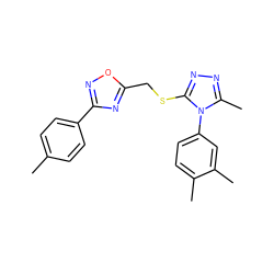 Cc1ccc(-c2noc(CSc3nnc(C)n3-c3ccc(C)c(C)c3)n2)cc1 ZINC000006804356