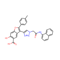 Cc1ccc(-c2oc3cc(O)c(C(=O)O)cc3c2-c2cn(CC(=O)Nc3cccc4ccccc34)nn2)cc1 ZINC000066111782