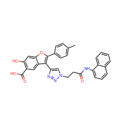 Cc1ccc(-c2oc3cc(O)c(C(=O)O)cc3c2-c2cn(CCC(=O)Nc3cccc4ccccc34)nn2)cc1 ZINC000066101835