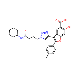 Cc1ccc(-c2oc3cc(O)c(C(=O)O)cc3c2-c2cn(CCCC(=O)NC3CCCCC3)nn2)cc1 ZINC000066112674