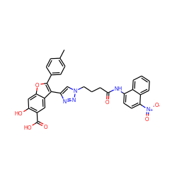 Cc1ccc(-c2oc3cc(O)c(C(=O)O)cc3c2-c2cn(CCCC(=O)Nc3ccc([N+](=O)[O-])c4ccccc34)nn2)cc1 ZINC000066101079