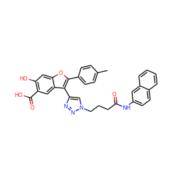 Cc1ccc(-c2oc3cc(O)c(C(=O)O)cc3c2-c2cn(CCCC(=O)Nc3ccc4ccccc4c3)nn2)cc1 ZINC000066112084