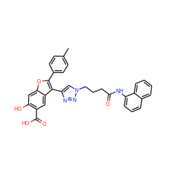 Cc1ccc(-c2oc3cc(O)c(C(=O)O)cc3c2-c2cn(CCCC(=O)Nc3cccc4ccccc34)nn2)cc1 ZINC000066112446