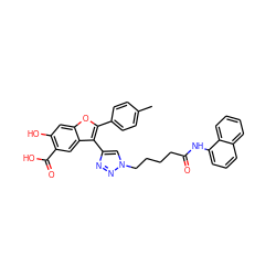 Cc1ccc(-c2oc3cc(O)c(C(=O)O)cc3c2-c2cn(CCCCC(=O)Nc3cccc4ccccc34)nn2)cc1 ZINC000066102574