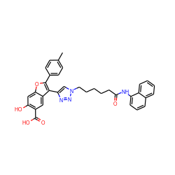 Cc1ccc(-c2oc3cc(O)c(C(=O)O)cc3c2-c2cn(CCCCCC(=O)Nc3cccc4ccccc34)nn2)cc1 ZINC000066101841