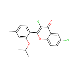 Cc1ccc(-c2oc3ccc(Cl)cc3c(=O)c2Cl)c(OC(C)C)c1 ZINC000001621318