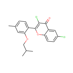 Cc1ccc(-c2oc3ccc(Cl)cc3c(=O)c2Cl)c(OCC(C)C)c1 ZINC000026383987