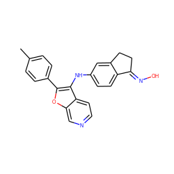 Cc1ccc(-c2oc3cnccc3c2Nc2ccc3c(c2)CC/C3=N\O)cc1 ZINC000034891920