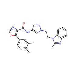 Cc1ccc(-c2ocnc2C(=O)Nc2cnn(CCn3c(C)nc4ccccc43)c2)cc1C ZINC001772657406