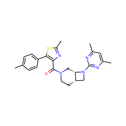 Cc1ccc(-c2sc(C)nc2C(=O)N2CC[C@H]3CN(c4nc(C)cc(C)n4)[C@H]3C2)cc1 ZINC000169701367