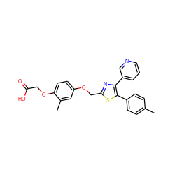 Cc1ccc(-c2sc(COc3ccc(OCC(=O)O)c(C)c3)nc2-c2cccnc2)cc1 ZINC000049045411