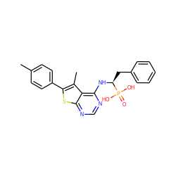 Cc1ccc(-c2sc3ncnc(N[C@@H](Cc4ccccc4)P(=O)(O)O)c3c2C)cc1 ZINC001772651117