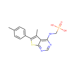 Cc1ccc(-c2sc3ncnc(NCP(=O)(O)O)c3c2C)cc1 ZINC001772606688