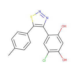 Cc1ccc(-c2snnc2-c2cc(Cl)c(O)cc2O)cc1 ZINC000040380039