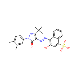 Cc1ccc(-n2[nH]c(C(C)(C)C)c(/N=N/c3c(O)cc(S(=O)(=O)O)c4ccccc34)c2=O)cc1C ZINC000169319695