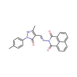 Cc1ccc(-n2[nH]c(C)c(/C=N/N3C(=O)c4cccc5cccc(c45)C3=O)c2=O)cc1 ZINC000169325768