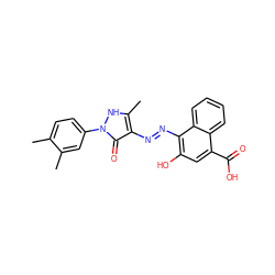 Cc1ccc(-n2[nH]c(C)c(/N=N/c3c(O)cc(C(=O)O)c4ccccc34)c2=O)cc1C ZINC000169324904