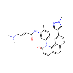 Cc1ccc(-n2c(=O)ccc3ccc4ccc(-c5cnn(C)c5)cc4c32)cc1NC(=O)/C=C/CN(C)C ZINC001772607416