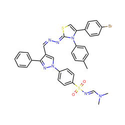 Cc1ccc(-n2c(-c3ccc(Br)cc3)cs/c2=N\N=C/c2cn(-c3ccc(S(=O)(=O)/N=C/N(C)C)cc3)nc2-c2ccccc2)cc1 ZINC000150535858