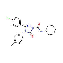 Cc1ccc(-n2c(-c3ccc(Cl)cc3)nn(C(=O)NC3CCCCC3)c2=O)cc1 ZINC000103262289