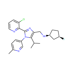 Cc1ccc(-n2c(-c3ncccc3Cl)nc(CN[C@H]3CC[C@@H](F)C3)c2C(C)C)cn1 ZINC000043122541