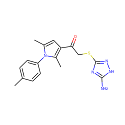 Cc1ccc(-n2c(C)cc(C(=O)CSc3n[nH]c(N)n3)c2C)cc1 ZINC000005932014