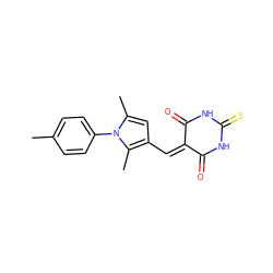 Cc1ccc(-n2c(C)cc(C=C3C(=O)NC(=S)NC3=O)c2C)cc1 ZINC000008741307