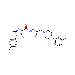 Cc1ccc(-n2c(C)nc(C(=O)NC[C@@H](O)CN3CCN(c4cccc(C)c4C)CC3)c2C)cc1 ZINC000115180467