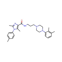 Cc1ccc(-n2c(C)nc(C(=O)NCCCN3CCN(c4cccc(C)c4C)CC3)c2C)cc1 ZINC000115177411