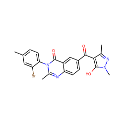 Cc1ccc(-n2c(C)nc3ccc(C(=O)c4c(C)nn(C)c4O)cc3c2=O)c(Br)c1 ZINC000299834480