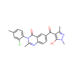 Cc1ccc(-n2c(C)nc3ccc(C(=O)c4c(C)nn(C)c4O)cc3c2=O)c(Cl)c1 ZINC000299839801