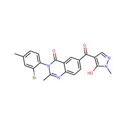 Cc1ccc(-n2c(C)nc3ccc(C(=O)c4cnn(C)c4O)cc3c2=O)c(Br)c1 ZINC000299837338