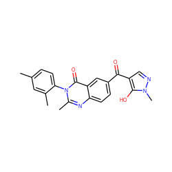 Cc1ccc(-n2c(C)nc3ccc(C(=O)c4cnn(C)c4O)cc3c2=O)c(C)c1 ZINC000299833004