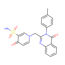 Cc1ccc(-n2c(Cn3ccc(=O)c(S(N)(=O)=O)c3)nc3ccccc3c2=O)cc1 ZINC000095562353