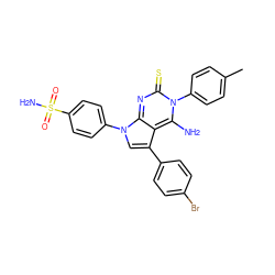 Cc1ccc(-n2c(N)c3c(-c4ccc(Br)cc4)cn(-c4ccc(S(N)(=O)=O)cc4)c3nc2=S)cc1 ZINC000299820896