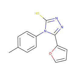 Cc1ccc(-n2c(S)nnc2-c2ccco2)cc1 ZINC000000379023