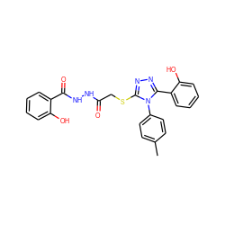 Cc1ccc(-n2c(SCC(=O)NNC(=O)c3ccccc3O)nnc2-c2ccccc2O)cc1 ZINC000006280018