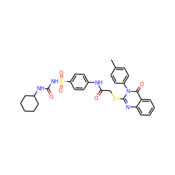 Cc1ccc(-n2c(SCC(=O)Nc3ccc(S(=O)(=O)NC(=O)NC4CCCCC4)cc3)nc3ccccc3c2=O)cc1 ZINC001772598307