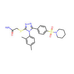 Cc1ccc(-n2c(SCC(N)=O)nnc2-c2ccc(S(=O)(=O)N3CCCCC3)cc2)c(C)c1 ZINC000001328355