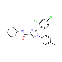 Cc1ccc(-n2cc(C(=O)NC3CCCCC3)nc2-c2ccc(Cl)cc2Cl)cc1 ZINC000028702442