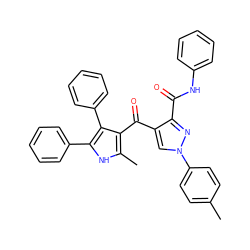 Cc1ccc(-n2cc(C(=O)c3c(C)[nH]c(-c4ccccc4)c3-c3ccccc3)c(C(=O)Nc3ccccc3)n2)cc1 ZINC000653799987