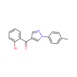 Cc1ccc(-n2cc(C(=O)c3ccccc3O)cn2)cc1 ZINC000001395012