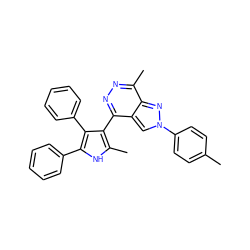 Cc1ccc(-n2cc3c(-c4c(C)[nH]c(-c5ccccc5)c4-c4ccccc4)nnc(C)c3n2)cc1 ZINC000653793324