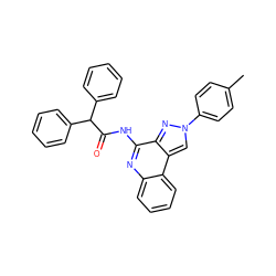 Cc1ccc(-n2cc3c(n2)c(NC(=O)C(c2ccccc2)c2ccccc2)nc2ccccc23)cc1 ZINC000028710904