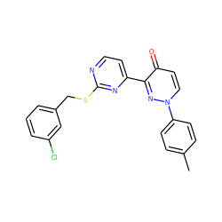 Cc1ccc(-n2ccc(=O)c(-c3ccnc(SCc4cccc(Cl)c4)n3)n2)cc1 ZINC000001398854